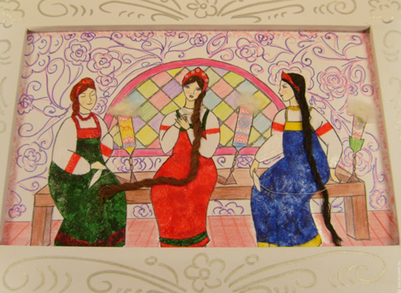 Раскраска Царь Салтан сказка. Три девицы под окном