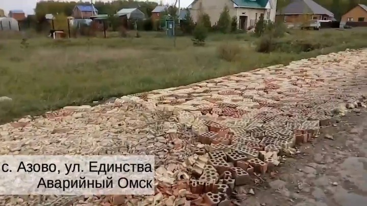 В немецком селе в Омской области выложили дорогу из битых кирпичей